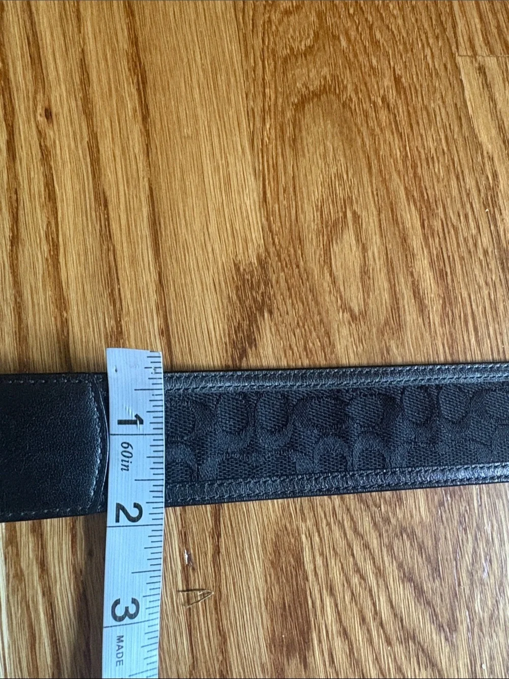 Coach women’s black Signature woven jacquard  Leather Belt Silver Buckle woven S